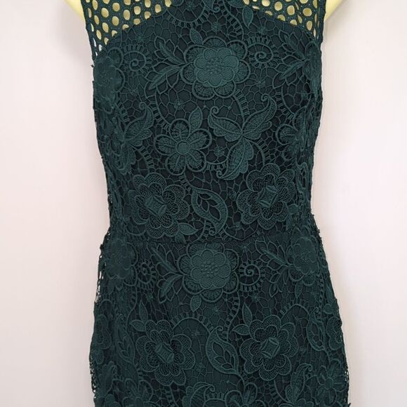 Vera Wang Dress Green Lace Overlay Nwot Sz 4 - Picture 3 of 8